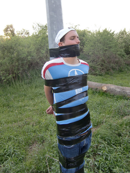 duct tape is so versatile  masterboibinder:  A fraternity prank can go wrong so quickly when a random horny trucker finds the helplessly displayed pledge before the fraternity brothers locate him during the yearly slave scavenger hunt…. 