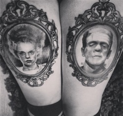 fuckyeahtattoos:  Frankensteins Monster and Bride, by Krzysztof