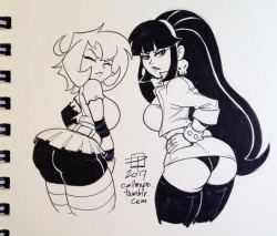 callmepo: Tiny doodle of Gothifica and her goth booty buddy Gaz