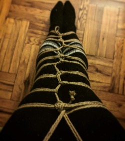 ropeandthings:Some socks and shibari   self-ties from the past