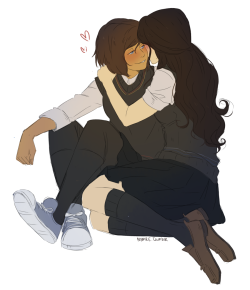 nymre:  quick korrasami AU doodles from livestream. xx