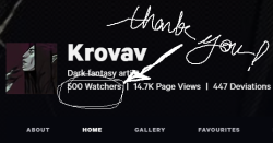   Just hit 500 watchers on Deviantart 🥂I know I haven’t