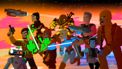 sunset-sidewinder:  The trusty crew of the Ebon Hawk, aka the