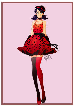 sweetpea-momote:  Mari with a cute dress &lt;3 &lt;3 Adrien coming soon~ 