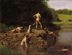 inhumanblue:  [Thomas Eakins, Swimming (Also known as The Swimming