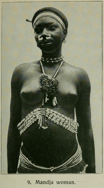 Mandja woman, from From the Congo to the Niger and the Nile : an account of The German Central African expedition of 1910-1911. Via Internet Archive.