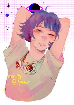 meru90:  freckled/short haired himawari inspired by   ammeja’s beautiful