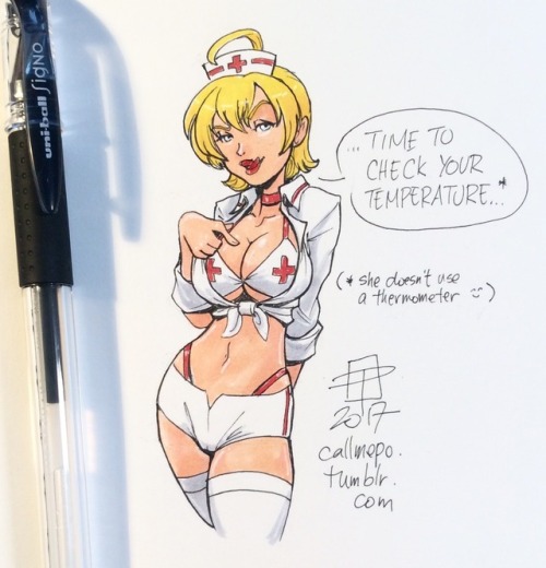 callmepo: Whatever my temp, it would be a lot higher once nurse Ikumi drops by.   If you don’t know who she is, she is The Meat Master: Ikumi Mito from the manga Food Wars (Shokugeki No Soma) and she has a very unique way to check the temperature of