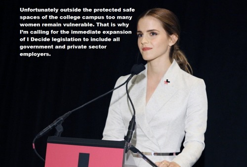 Emma Watson speaking at womenâ€™s rights conference promoting the expansion of Idecide mandatory male chastity laws.