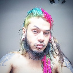 #coloredhair #dreads #beard   #piercings #tattoos #excentric