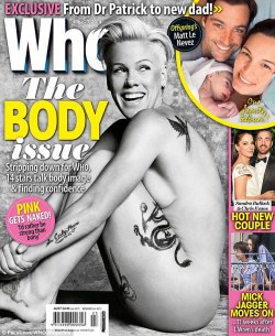 nudiarist:Pink poses naked for Australia’s Who magazine cover