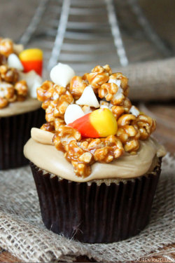 bakeddd:  caramel corn cupcakes click here for recipe  double