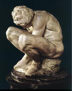 artist-michelangelo:Crouching Boy via Michelangelo Buonarroti