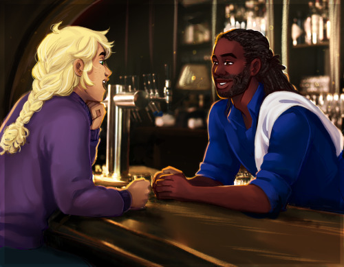 herbgerblin:[ID: Digital art of Taako and Kravitz, two young