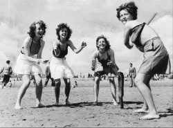  Beach cricket at Skegness in Lincolnshire, August 1940. 