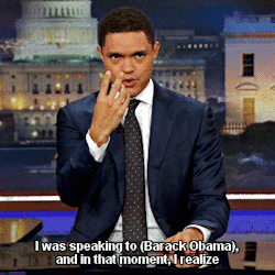estebancolbert:Trevor Noah Bumps into President Obama  @dommebadwolff23