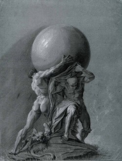 Hercules and Atlas. c.1759.  Nathaniel Smith. British. charcoal