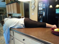 juliebug456:  The kitchen counter is more comfortable than I