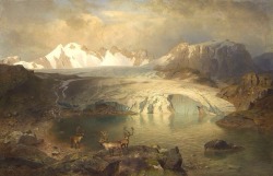 templeofapelles:August Wilhelm Leu,Paysage de Fjord avec Glacier