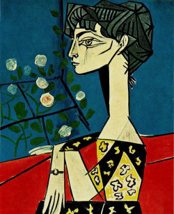 artist-picasso:  Jacqueline with flowers, Pablo Picasso Medium: