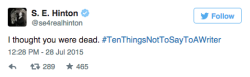 entertainmentweekly:  Authors took to Twitter today to give hilarious