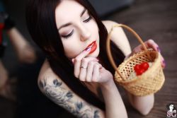 amazinggirlswithtattoos:  Ariel Suicide. The Red Riding Hood’s