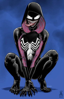 daily-superheroes:  Spider-Gwenom (art by Mike Walton)http://daily-superheroes.tumblr.com/