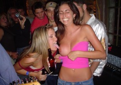 naughty-desire:  dabills69:  exposed-in-public:  Takes a licking on Flashing Friday from http://exposed-in-public.tumblr.com/  So cool  Girls night!