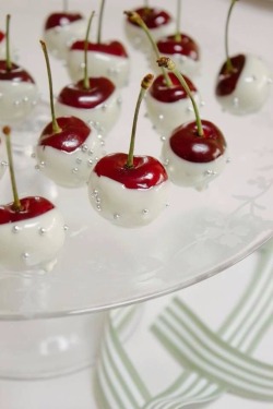 White chocolate cherries. A tasty pillage