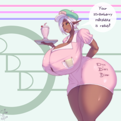 coffeeslice:  Thicc dark elf with a nice milkshake ready for