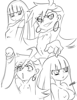 inuyuru2:Panty and Stocking practice doodles for tonight’s