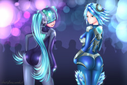 league-of-legends-sexy-girls:  COM - DJ Sona x Frostblade Irelia