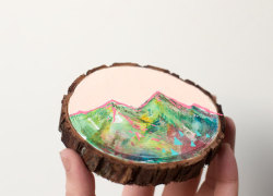 sosuperawesome:  Mini paintings on cedar by Cathy McMurray on