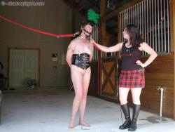 bondage-ponygirls-and-more:  Gypsy and her Ponygirl at the stable.