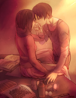 arriku:  Levi and Mikasa, Commissioned by @megillien   My face