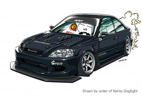 ozizo:CRAZY CAR ART　”CIVIC EK COUPE”Drawn by order of Narita