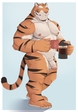 adiosarts:  Coffee for Mr. Tiger  http://www.furaffinity.net/user/azaghal/