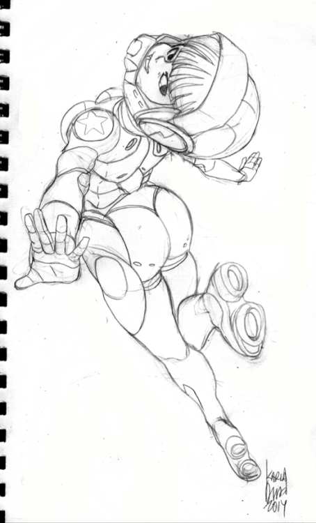 karladiazc:  Hey guys! I’m glad to tell you that now I have 20 pinups of space girls! I’m pretty surprised by the evolution now that I look at the first sketches; the first one it’s so lame, the suit it’s pretty boring hehe, that’s because I