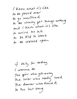 vindicatedtruth:  Handwritten lyrics by Dido from her new album,