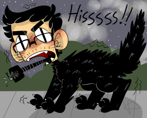 monodes:  I can finally upload both versions!  So this is what Ii did for the stream (WHICH IT WAS THE BEST HONESTLY! I had a lot of fun!) And here’s a little drawing I did, with even a gif version of the Markiplier Werecat. And yes, he was a little