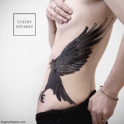 evgenykopanov:  Finished raven for Nastya. Thank you!  #tattoo