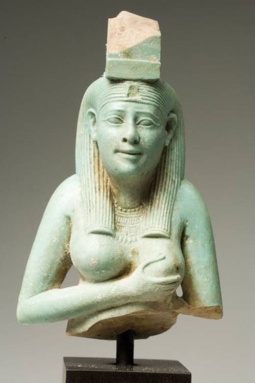 blondebrainpower:Fragment of Isis made of faience, Egyptian 26th