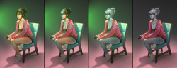 Nice photomanip of a woman playing a game that petrifies you