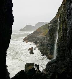 The wild sea. Oregon’s coast. Cloudy skies. Crashing waves.