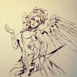 fryingtoilet:  ☀️✨ #ink #lines #mercy #traditional #illustration