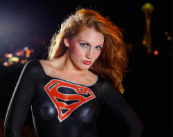 nerdybodypaint:  Supergirl body paint in black costume