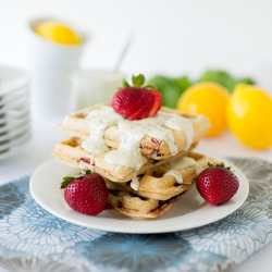 foody-goody:  Recipe: Strawberry Waffles with Lemon Basil Cream