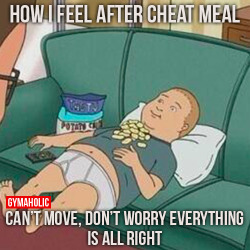 gymaaholic:  How I Feel After A Cheat Meal Can’t move! Don’t