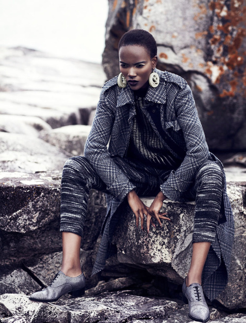 lamusenoire:   Grey Zone:The Lovely Herieth Paul for the September 2013 edition of Fashion Magazine Photos:Chris Nicholls.  Stylist: Zeina Esmail Makeup/Hair: Tony Masciangelo  