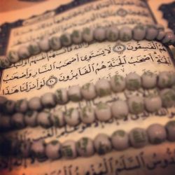 islamic-art-and-quotes:  Not Equal (Prayer Beads on Mushaf Displaying